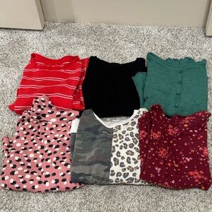 Lot of 6 long sleeve t shirts. Girls size 6/6x.